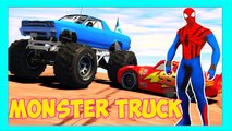 Cars MONSTER TRUCK with Cartoon Spiderman & McQueen! Songs for Children and Kids   NURSERY Rhymes