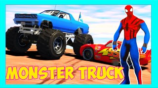 Cars MONSTER TRUCK with Cartoon Spiderman & McQueen! Songs for Children and Kids + NURSERY Rhymes