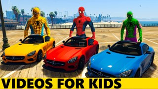 Spiderman Driving FUNNY TANK Cartoon 3D - Songs & Nursery Rhymes for Kids with Action