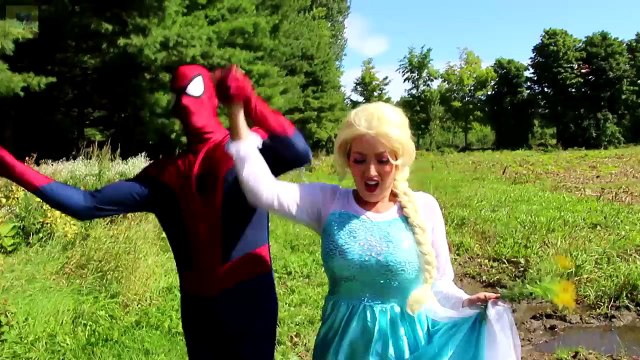 Frozen Elsas GROSS FEET! w/ Spiderman Maleficent Joker Pink Spidergirl Candy! Funny Superhero Vide