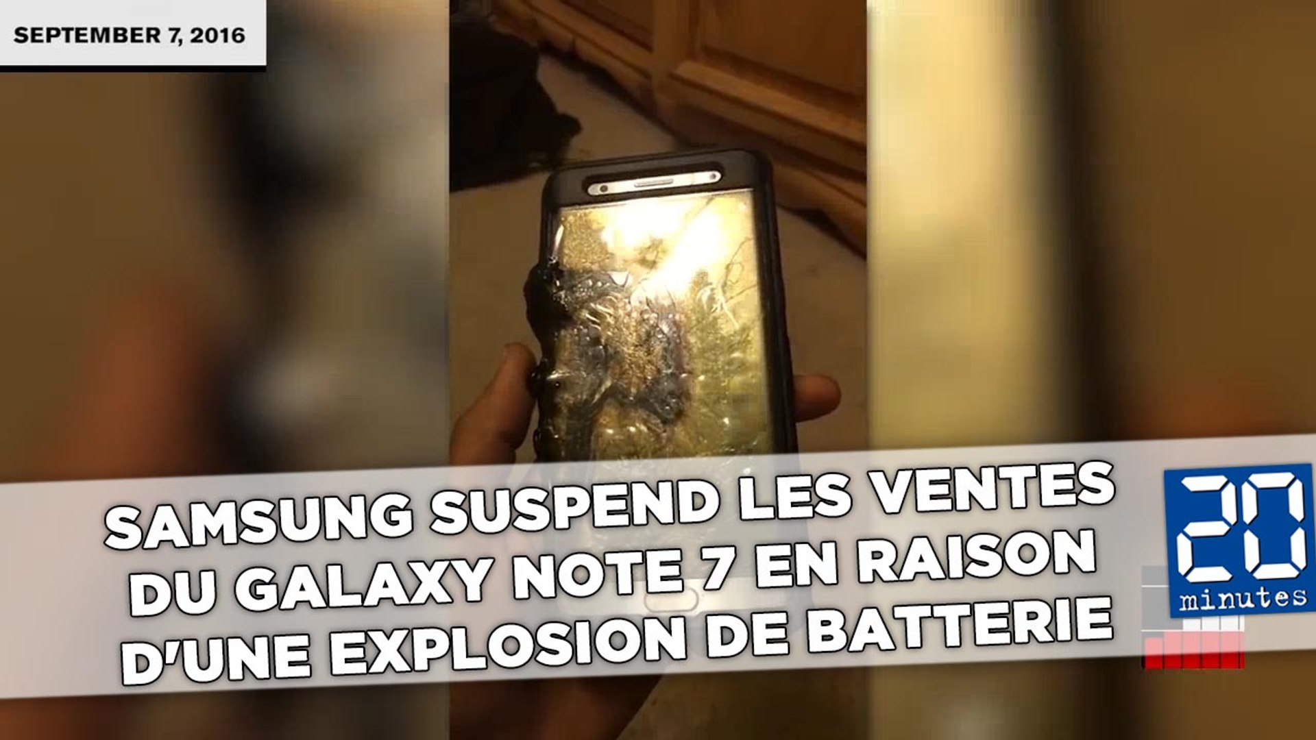 Samsung suspend les ventes du Galaxy Note 7 en raison d'une explosion de  batterie - Vidéo Dailymotion
