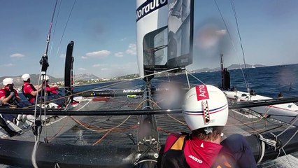 America's cup: à bord de Groupama dans la rade de Toulon