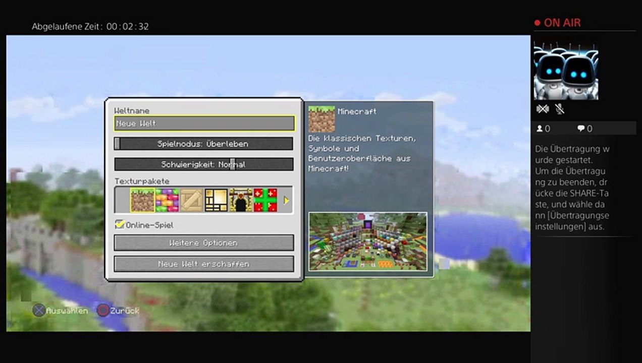 PS4-Live-Übertragung Minecraft Episode 1