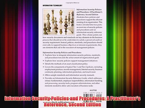 [PDF] Information Security Policies and Procedures: A Practitioner's Reference Second Edition