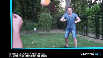 Un jeune homme tente de jouer à Fruit Ninja en vrai et finit avec la main en sang (vidéo)