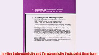 [PDF] In vitro Embryotoxicity and Teratogenicity Tests: Joint American-Swiss Seminar ZÃ¼rich