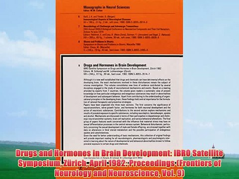 [PDF] Drugs and Hormones in Brain Development: IBRO Satellite Symposium ZÃ¼rich April 1982:
