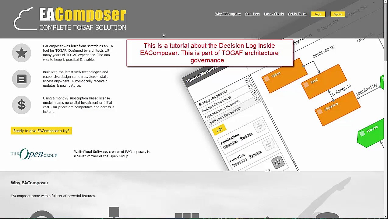 Enterprise Architecture - Decisions Log tutorial