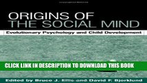 New Book Origins of the Social Mind: Evolutionary Psychology and Child Development