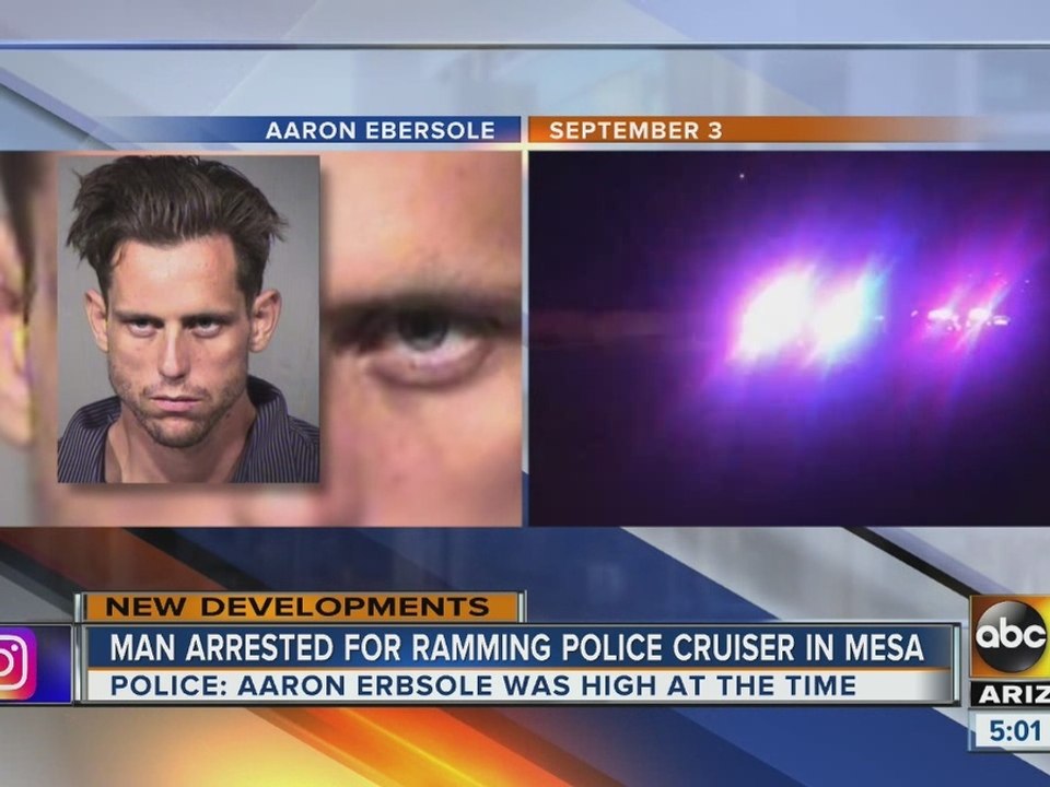 Man arrested for ramming police cruiser in Mesa