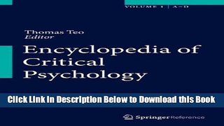 [Best] Encyclopedia of Critical Psychology Free Ebook