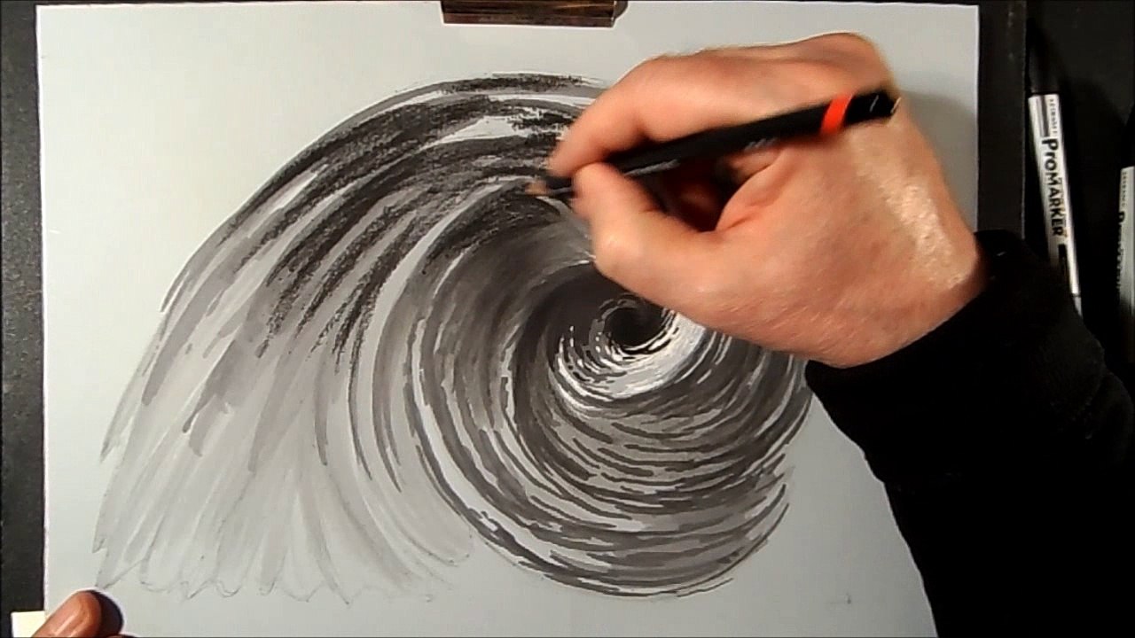 Drawing a 3D Vortex, Hole Illusion & Three Dimensional Space