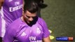 Fabio Coentrao nutmegs Cristiano Ronaldo at Real Madrid training