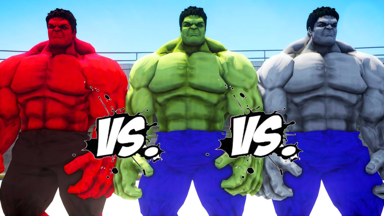hulk vs red hulk vs gray hulk vs blue hulk