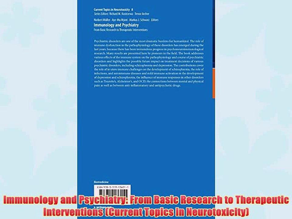 [PDF] Immunology and Psychiatry: From Basic Research to Therapeutic Interventions (Current