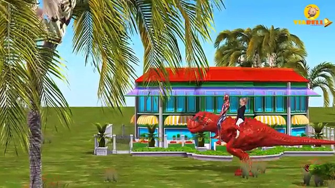 Spiderman Vs Dinosaurs Short Movie - Giant Dinosaur Cartoons for Children - T-Rex 3D Animation