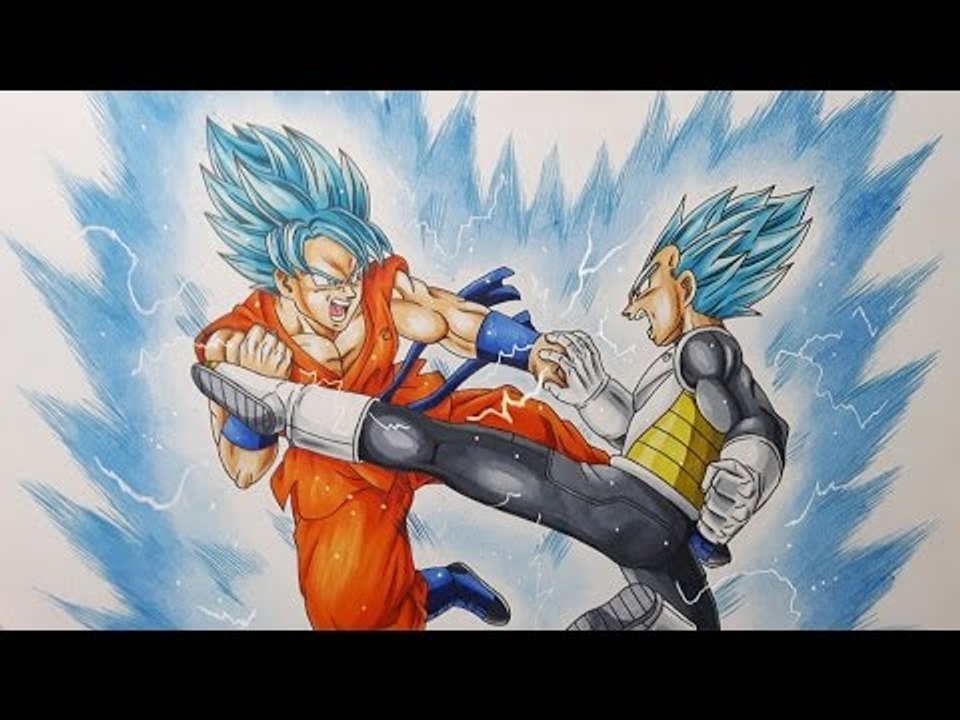 Dessiner Goku VS Vegeta - Super Saiyans Blue