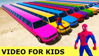 COLORS LONG CARS in Spiderman Cartoon for Kids and Nursery Rhymes Songs for Children 2
