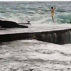 Crazy Kid is Jumping Into Huge Waves
