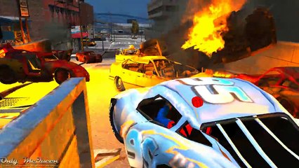 30 DINOCO LIGHTNING MCQUEEN CRASH TEST!! Disney Cars and SPIDERMAN