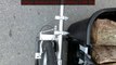 Heavy-duty bicycle trailer frame with overrun brakes - Braking test pulling 120 lbs