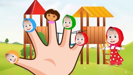 Masha and Dora Eat Colorful Gum Ball - Learn Colors With Animation For Kids - Finger Family