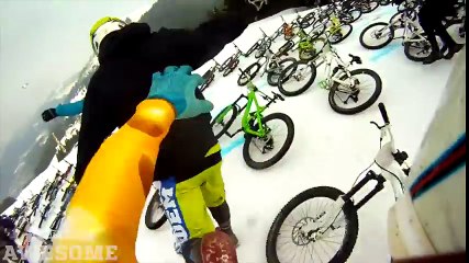 MTB Race on Ski Slope   People are Awesome
