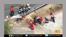 Un ciclista sufrió una fractura expuesta de tibia y peroné en La Vuelta a España-Video