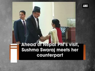 Ahead of Nepal PM's visit, Sushma Swaraj meets her counterpart