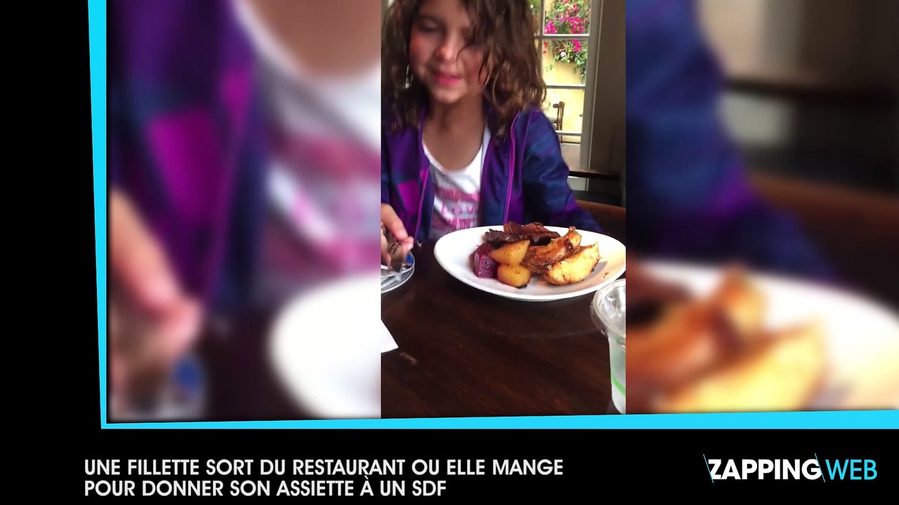 Une fillette sort du restaurant où elle mange pour donner son assiette à un SDF (vidéo)