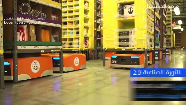مستودعات شركة أمازون حيث تقوم آلاف الروبوتات بتجهيز الطلبات.