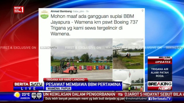 Trigana Air yang Tergelincir di Wamena Membawa BBM Pertamina