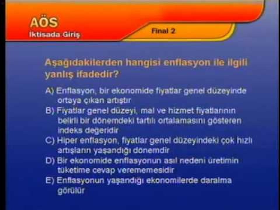 1. Sınıf İktisada Giriş Deneme Sınavı 2