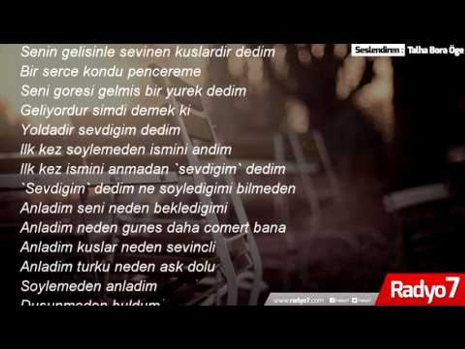 TALHA BORA ÖGE GÖLGE sesinden şiir " SENİ SEVİYORMUŞUM MEĞER "
