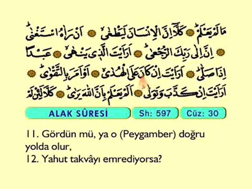 104. Alak - Arapça Okunuşlu - Mealli Kur'an-ı Kerim Hatim Seti