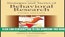 Collection Book Strategies and Tactics of Behavioral Research, Third Edition