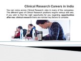 Clinical research Careers in India