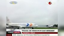 Plane slides on runway after landing gear fails