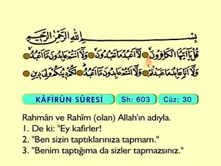 117. Kafirun - Arapça Okunuşlu - Mealli Kur'an-ı Kerim Hatim Seti