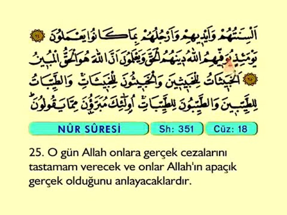 29. Nur - Türkçe Okunuşlu - Mealli Kur'an-ı Kerim Hatim Seti