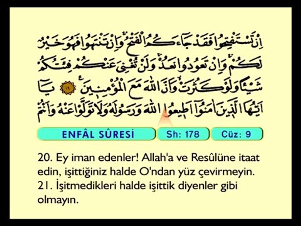 10. Enfal 1-40 - Arapça Okunuşlu - Mealli Kur'an-ı Kerim Hatim Seti