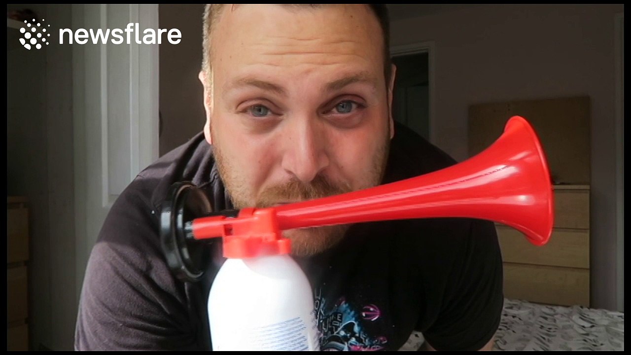 Man pranks his girlfriend with air horn video Dailymotion