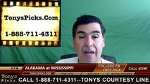 Mississippi Rebels vs. Alabama Crimson Tide Free Pick Prediction NCAA College Football Odds Preview 9-17-2016