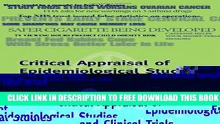 New Book Critical Appraisal of Epidemiological Studies and Clinical Trials