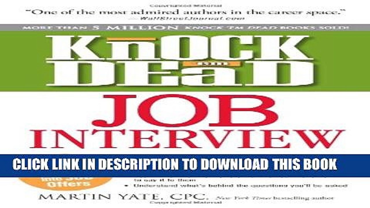 [PDF] Knock  em Dead Job Interview: How to Turn Job Interviews Into Job Offers Full Colection