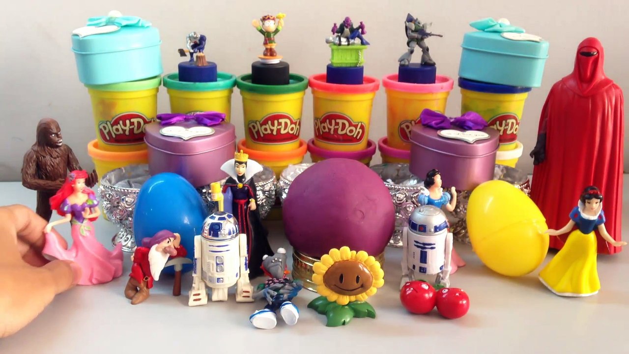 Surprise eggs play-doh with Surprise Toys,Plants VS Zombies,Disney Princess,star Was,Snow White, Cinderella