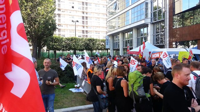 Les salariés de la centrale de Fessenheim mobilisés lors du CCE à Levallois-Perret