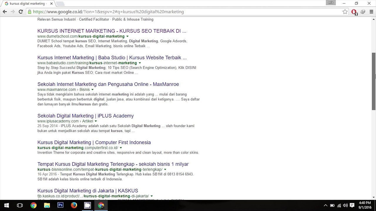 kursus digital marketing website dan seo dumet school depok