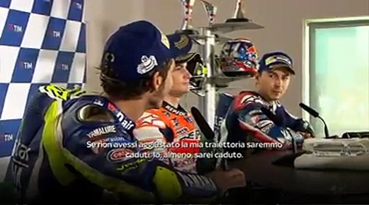 Misano 2016 Moto GP Rossi and Lorenzo arguing in post race press conference