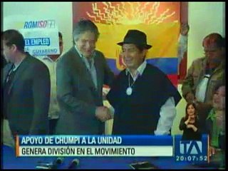 Apoyo de Chumpi a La Unidad genera división en movimiento indígena